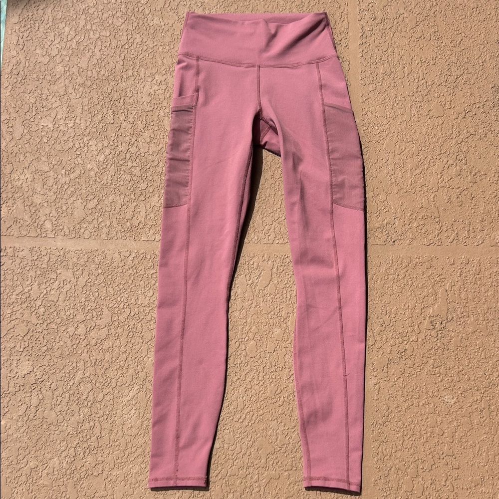 Fabletics PowerHold Mauve Leggings with Mesh Pockets